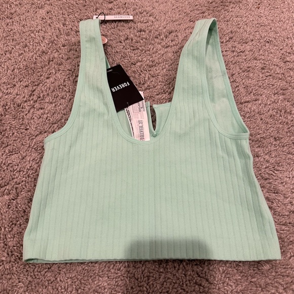 forever 21 mint green ribbed crop top - Picture 4 of 8